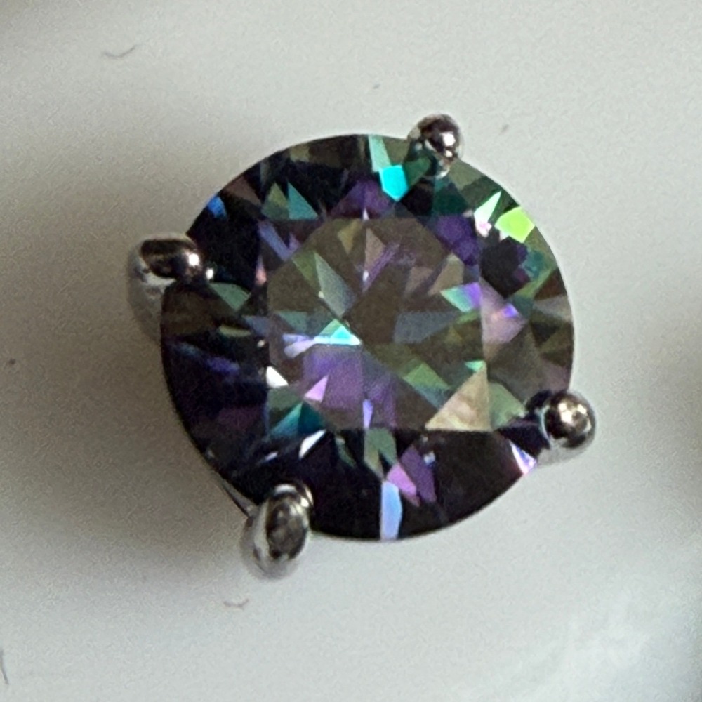 Moissanite Stud Earrings Multicolor Sterling Silver GRA